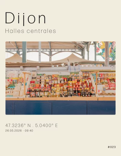Vu sur un stand de produits du monde, à l'intérieur des Halles centrales de Dijon.