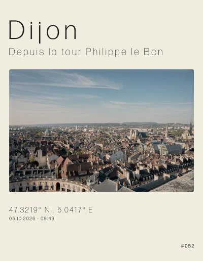 Vue panoramique du centre-ville de Dijon, depuis le sommet de la tour Philippe le Bon